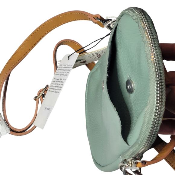 Divina Firenze Amanda Leather Cell Phone Crossbody Bag Purse Mint Green Italy - Picture 3 of 13